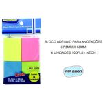 Bloco Notas Adesivas 400 Folhas para Lembretes e Recados Masterprint Neon - Rosa, Amarelo, Verde e Azul