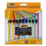 Kit 10 Caneta Bic Cores e Sentimentos Ponta Média - Coloridas