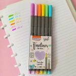 Kit 6 Caneta BRW Fine Liner 0.4mm - Tons Pastel Ponta Ultra Fina