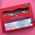 Kit Coleção Completa 60 Caneta Fine Pen Faber Castell - Com Estojo Expositor Ponta Fina 0.4mm