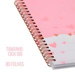 Caderno BRW Capa Dura Médio Coração Tom Pastel 80 Folhas 130x188mm