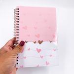 Caderno BRW Capa Dura Médio Coração Tom Pastel 80 Folhas 130x188mm