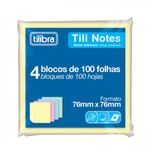 Bloco Notas Adesivas Tilibra Tons Pastel 400 Folhas - Quadrado 76x76mm
