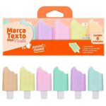 Mini Marca Texto Tom Pastel Picolé Fofo Jocar Office - Kit 6 Cores