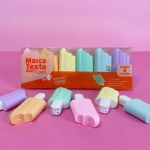 Mini Marca Texto Tom Pastel Picolé Fofo Jocar Office - Kit 6 Cores