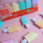 Mini Marca Texto Tom Pastel Picolé Fofo Jocar Office - Kit 6 Cores