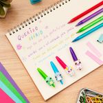 Kit Caneta Bic Cristal Ponteira de Bichinho Coloridas Ponta Média 1.2mm
