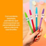 Kit Caneta Bic Cristal Ponteira de Bichinho Coloridas Ponta Média 1.2mm