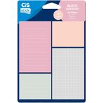 Kit 4 Bloco Adesivo Cis para Lembretes e Notas - Quadriculado - Checklist - Pautado - Pontilhado