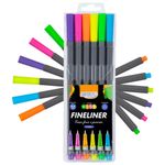 Kit 6 Caneta BRW Fine Liner 0.4mm - Cores Neon Ponta Ultra Fina