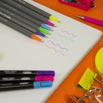 Kit 6 Caneta BRW Fine Liner 0.4mm - Cores Neon Ponta Ultra Fina
