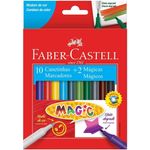 Canetinhas Hidrográficas Mágicas Faber Castell 10 Cores + 2 Magic Muda de Cor e Efeito Degradê