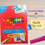 Canetinhas Hidrográficas Mágicas Faber Castell 10 Cores + 2 Magic Muda de Cor e Efeito Degradê
