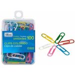 Kit 100 Clips Coloridos Tilibra 2/0
