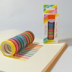 Kit 10 Washi Tape Tons Pastel Fresh Slim 7,5mm x 5 metros