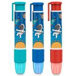 Caneta Borracha Decorada Mercur - Cores Mágicas Tom Pastel e Sistema Solar Universo Fofa