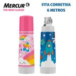 Fita Corretiva Recarregável Mercur Decorada Sistema Solar Universo e Cores Mágicas Rosa - Aparelho ou Refil
