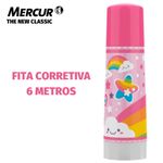 Fita Corretiva Recarregável Mercur Decorada Sistema Solar Universo e Cores Mágicas Rosa - Aparelho ou Refil