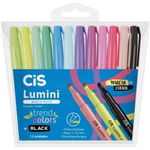 Kit Marca Texto Cis Lumini Trend Colors Caneta Tons Pastel Black Preto