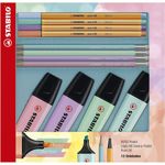 Kit Stabilo Pastel 4 Marca Texto + 4 Caneta Point 88 + 4 Lápis Swano