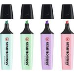 Kit Stabilo Pastel 4 Marca Texto + 4 Caneta Point 88 + 4 Lápis Swano