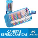 Kit 29 Caneta Cis Spiro Ponta Agulha Fina 0.7mm + Estojo Rollerset - Glow, Clean, Tradicional, Gem e Pro