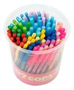 Pote 100 Caneta Compactor Copa Ponta Fina 0.7mm Escrita Azul - Tons Pastel Neon - Corpo Decorado Fofa