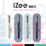 Caneta Pentel 4 em 1 Izee Retrátil Ponta Fina 0.7mm