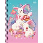 Caderno Universitário Tilibra Bunnyfly 10 Matérias 160 Folhas - Espiral Capa Dura Coelho Vintage Fofo