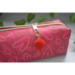 Estojo BRW Estampado Magenta S2 Coração com Pompom Chaveiro