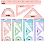 Kit Geométrico Goller Trends Tom Pastel - Esquadro, Régua e Transferidor