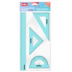 Kit Geométrico Goller Trends Tom Pastel - Esquadro, Régua e Transferidor