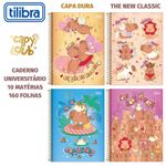 Caderno Universitário Tilibra Capyclub 10 Matérias 160 Folhas - Espiral Capa Dura Capivara Fofa
