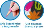 Lápis de Cor Cis Wave Grip Neon - 12 Cores - Escrita Macia