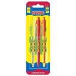 Kit 3 Caneta Compactor VIP HARIBO Ponta Fina - Escrita Azul