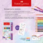 Lápis de Cor Faber Castell Decorado Unicórnio ou Dinossauro - 12 Cores + 2 Rainbow + Adesivos