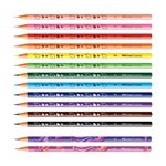 Lápis de Cor Faber Castell Decorado Unicórnio ou Dinossauro - 12 Cores + 2 Rainbow + Adesivos