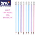 Kit Lápis BRW Tom Pastel com Borracha HB N°2 Fofo