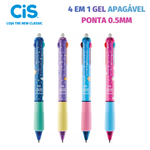 Caneta Cis 4 em 1 Apagável Fantasia - Ponta Fina Gel 0.5mm