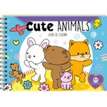 Livro de Colorir Cute Animals Fofo Capa Dura Espiral Encadernado 96 Páginas