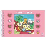 Livro de Colorir Comfy & Cozy Capa Dura Encadernado Fofo Espiral Rosa