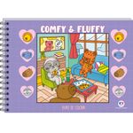 Livro para Colorir Comfy & Fluffy Capa Dura Lilás Espiral Encadernado