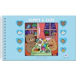 Livro de Colorir Comfy & Cozy Capa Dura Azul Encadernado Espiral