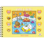 Livro para Colorir Cute & Cozy Capa Dura Amarela Espiral Encadernado Fofo
