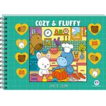 Livro de Colorir Cozy & Fluffy Capa Dura Verde Espiral Encadernado Fofo Ciranda Cultural Relaxar