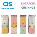 Kit 3 Borrachas Cubinhos Cis Fofo Miniaturas Fantasia Tom Pastel