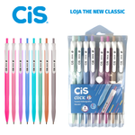 Kit 8 Caneta Cis Click Retrátil Estojo Ponta Fina 0.7mm
