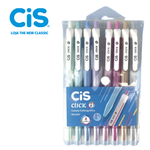 Kit 8 Caneta Cis Click Retrátil Estojo Ponta Fina 0.7mm