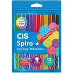 Caneta Hidrográfica Cis Spiro - Canetinha 12 Cores