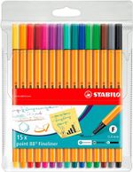 Kit 15 Caneta Stabilo Point 88 Ponta Agulha 0,4mm